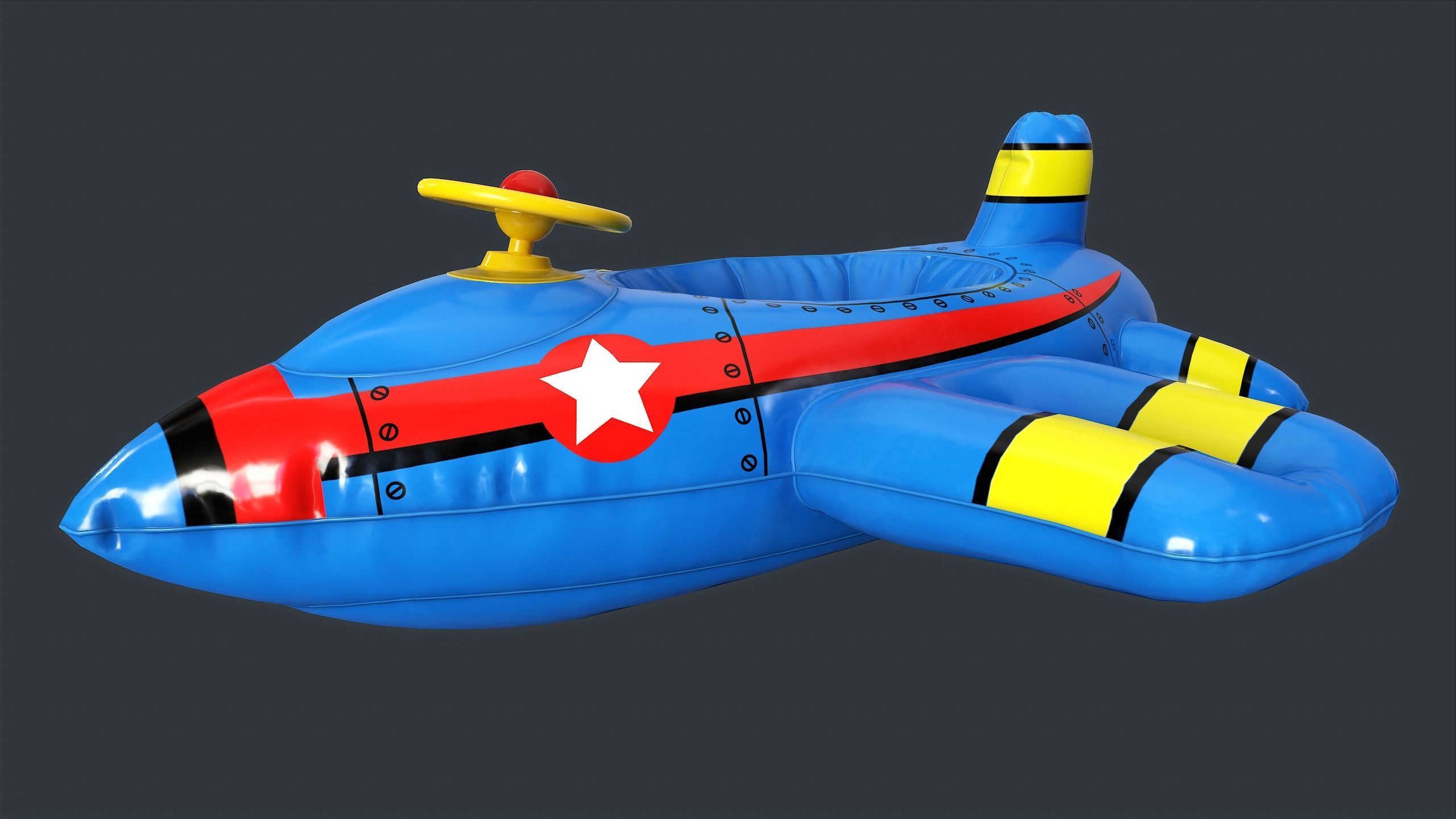 Inflatable Aircraft Swimming Ring 1 PBR Game Ready Low-poly 3D model_14