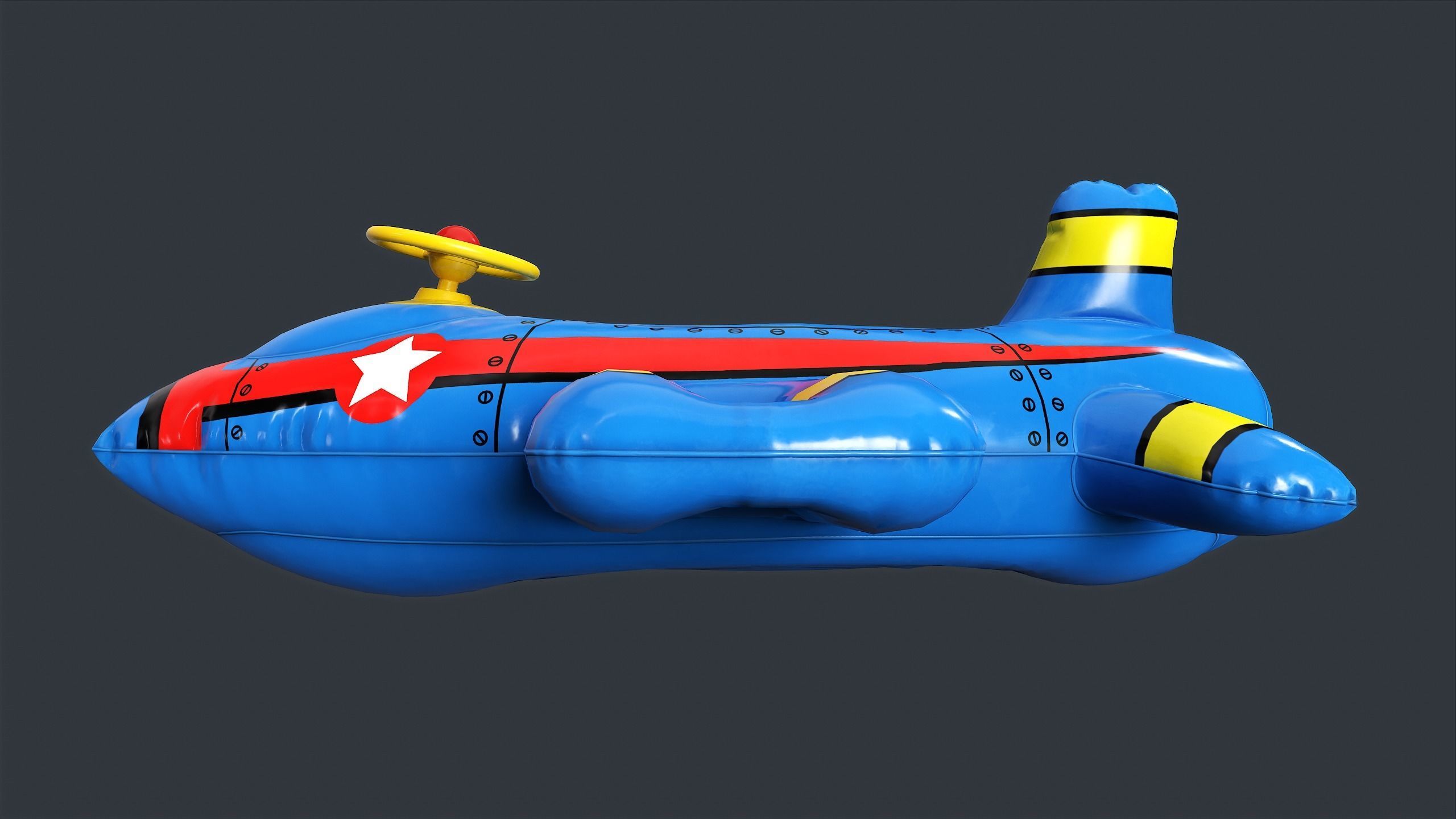 Inflatable Aircraft Swimming Ring 1 PBR Game Ready Low-poly 3D model_5