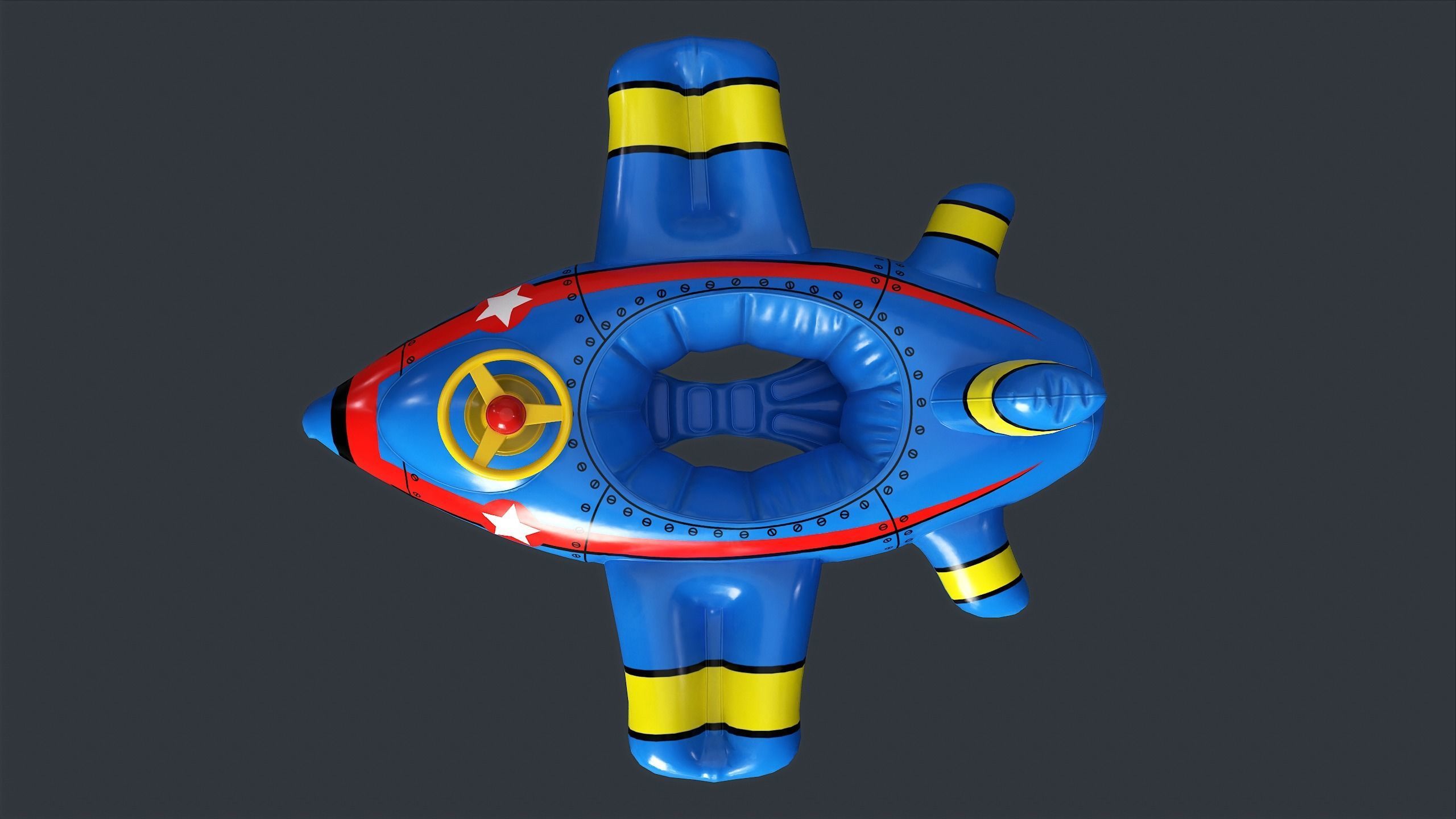 Inflatable Aircraft Swimming Ring 1 PBR Game Ready Low-poly 3D model_4