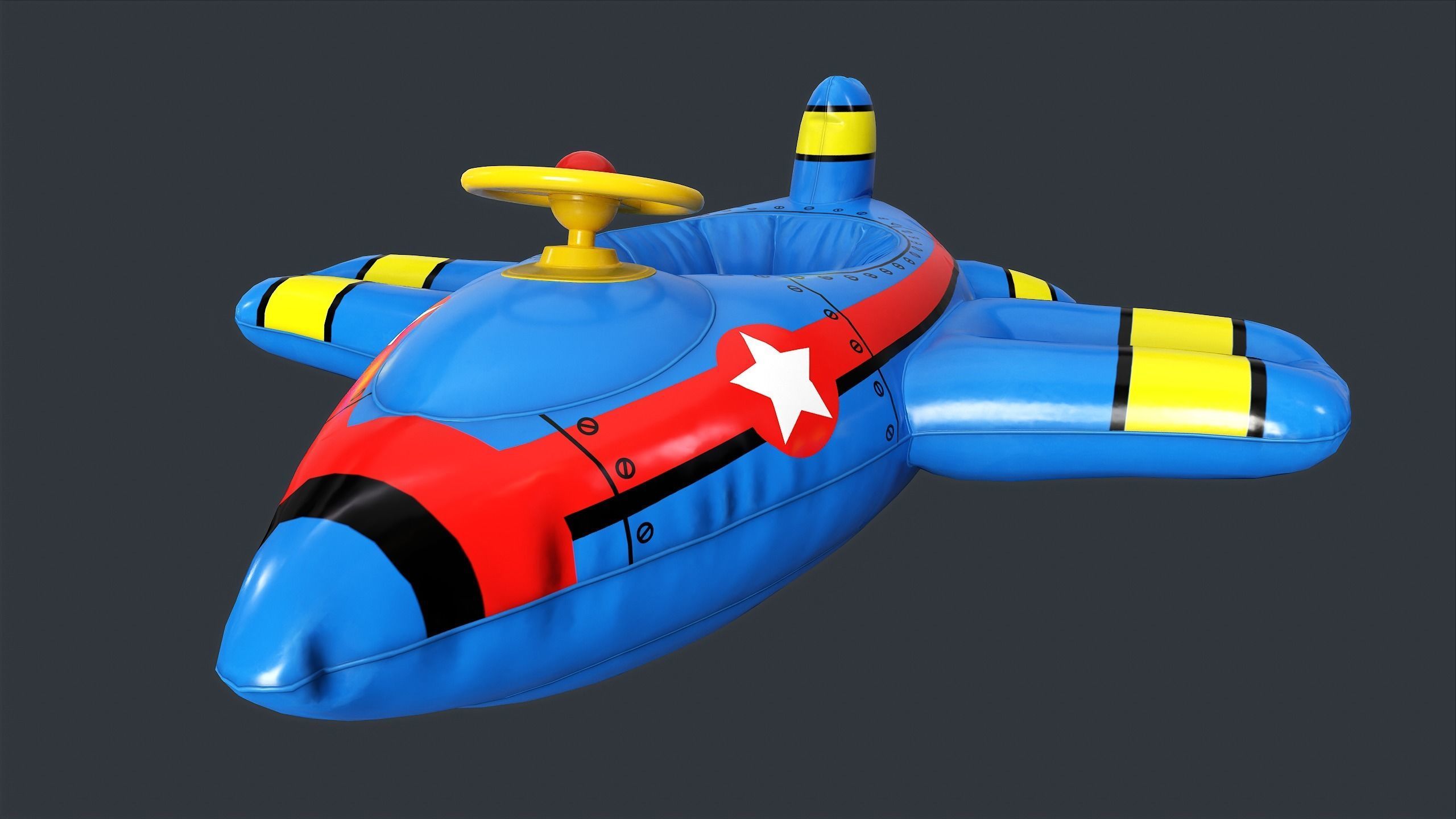 Inflatable Aircraft Swimming Ring 1 PBR Game Ready Low-poly 3D model_8