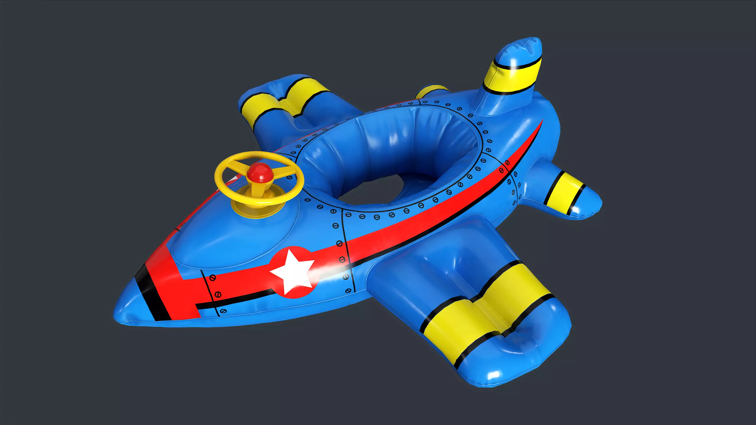 Inflatable Aircraft Swimming Ring 1 PBR Game Ready Low-poly 3D model_0