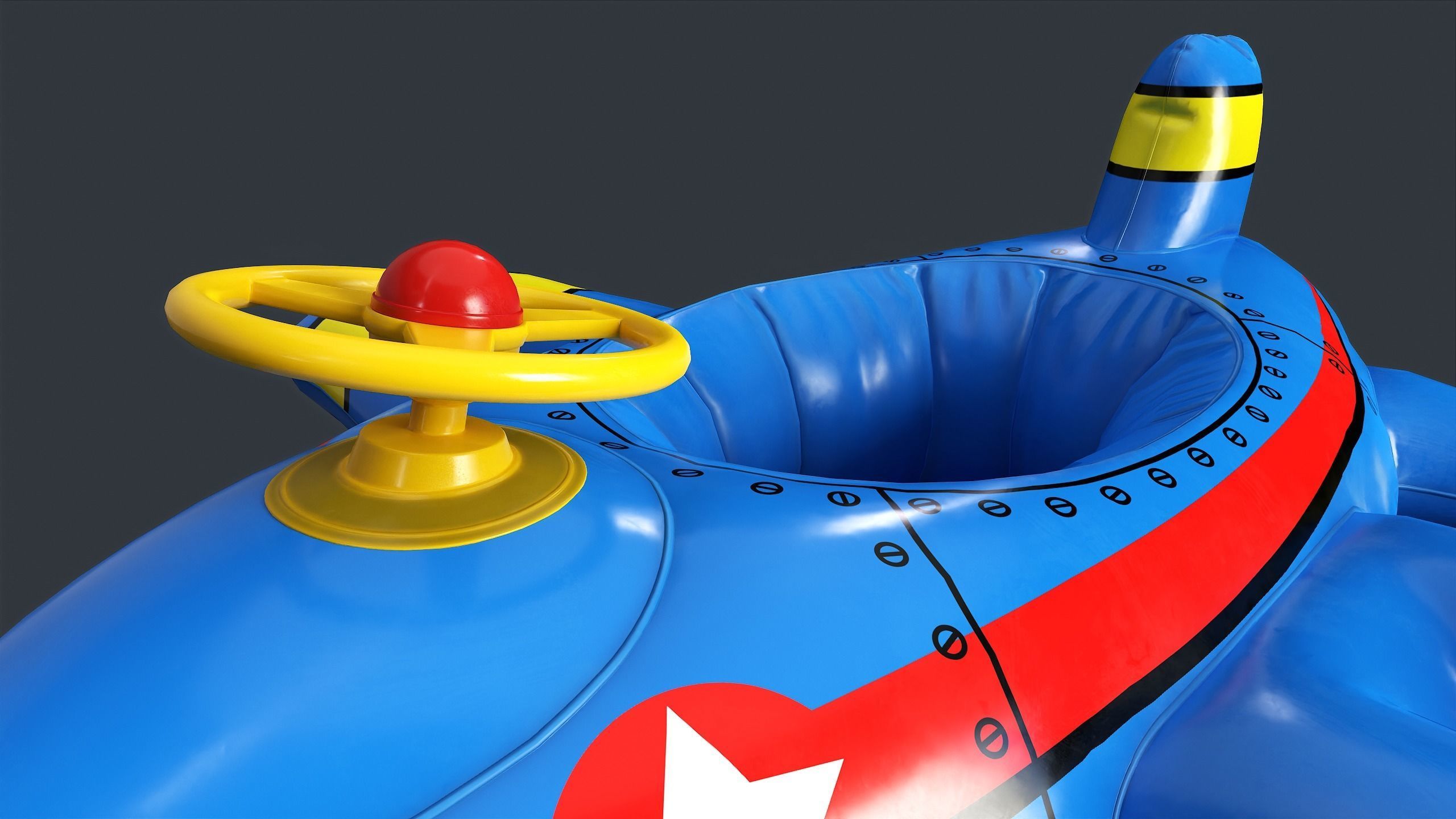 Inflatable Aircraft Swimming Ring 1 PBR Game Ready Low-poly 3D model_11