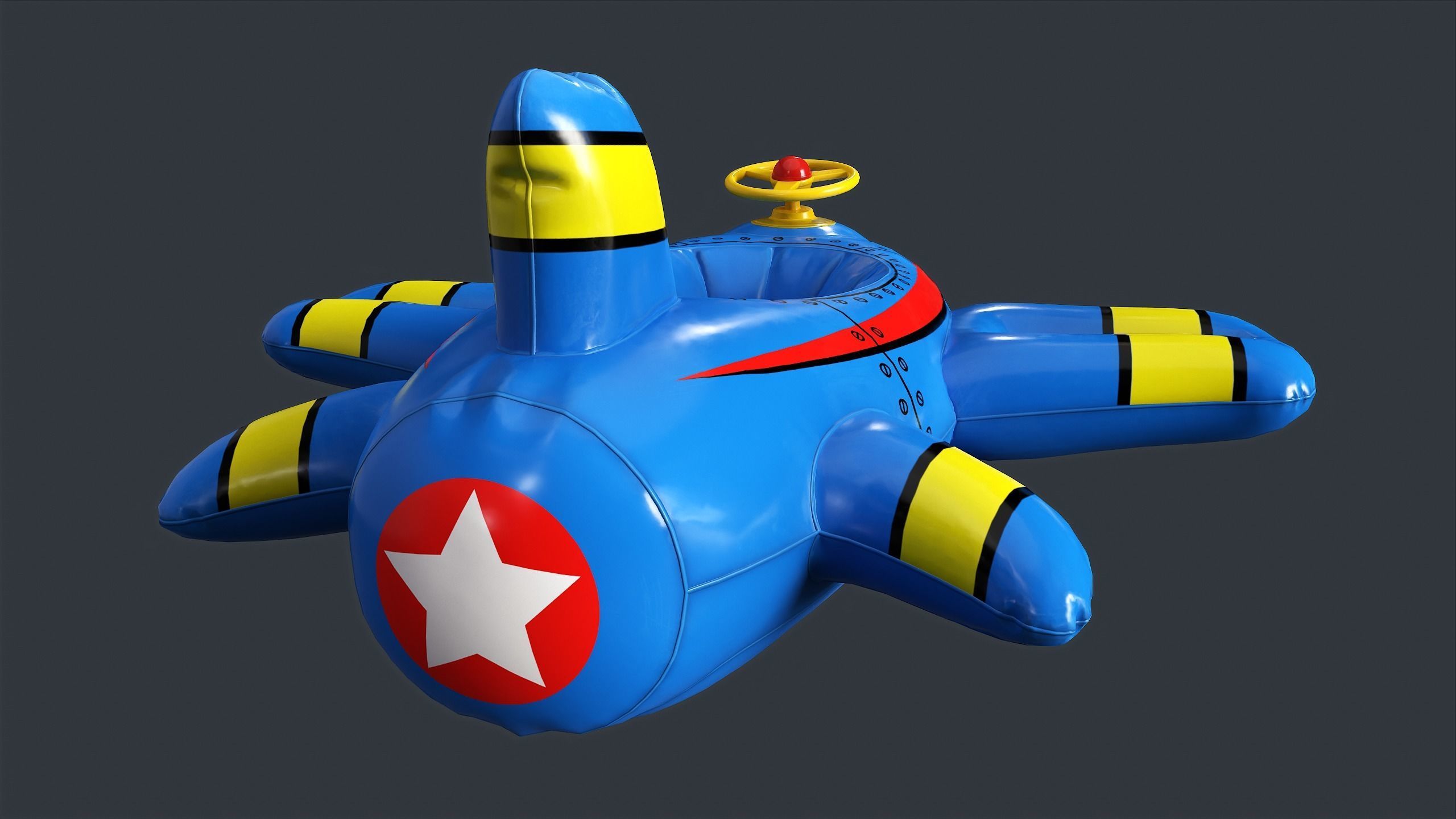 Inflatable Aircraft Swimming Ring 1 PBR Game Ready Low-poly 3D model_10