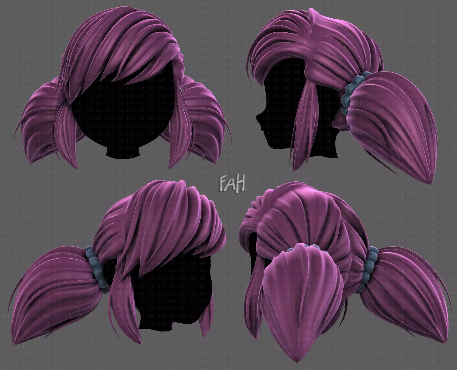 3D Hair style for girl V98 Low-poly 3D model