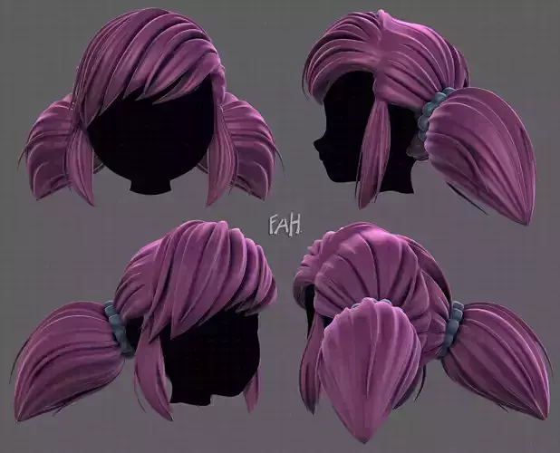 3D Hair style for girl V98 Low-poly 3D model
