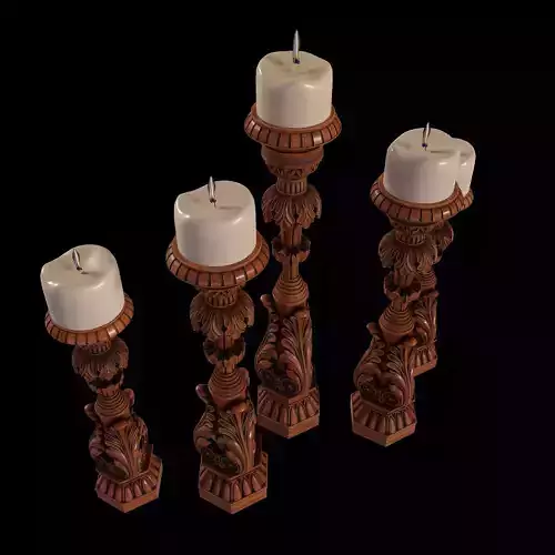 Candlestick for Render and CNC and 3D Print