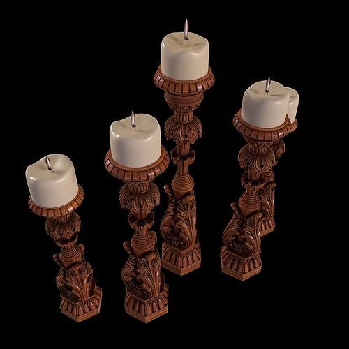 Candlestick for Render and CNC and 3D Print 3D model