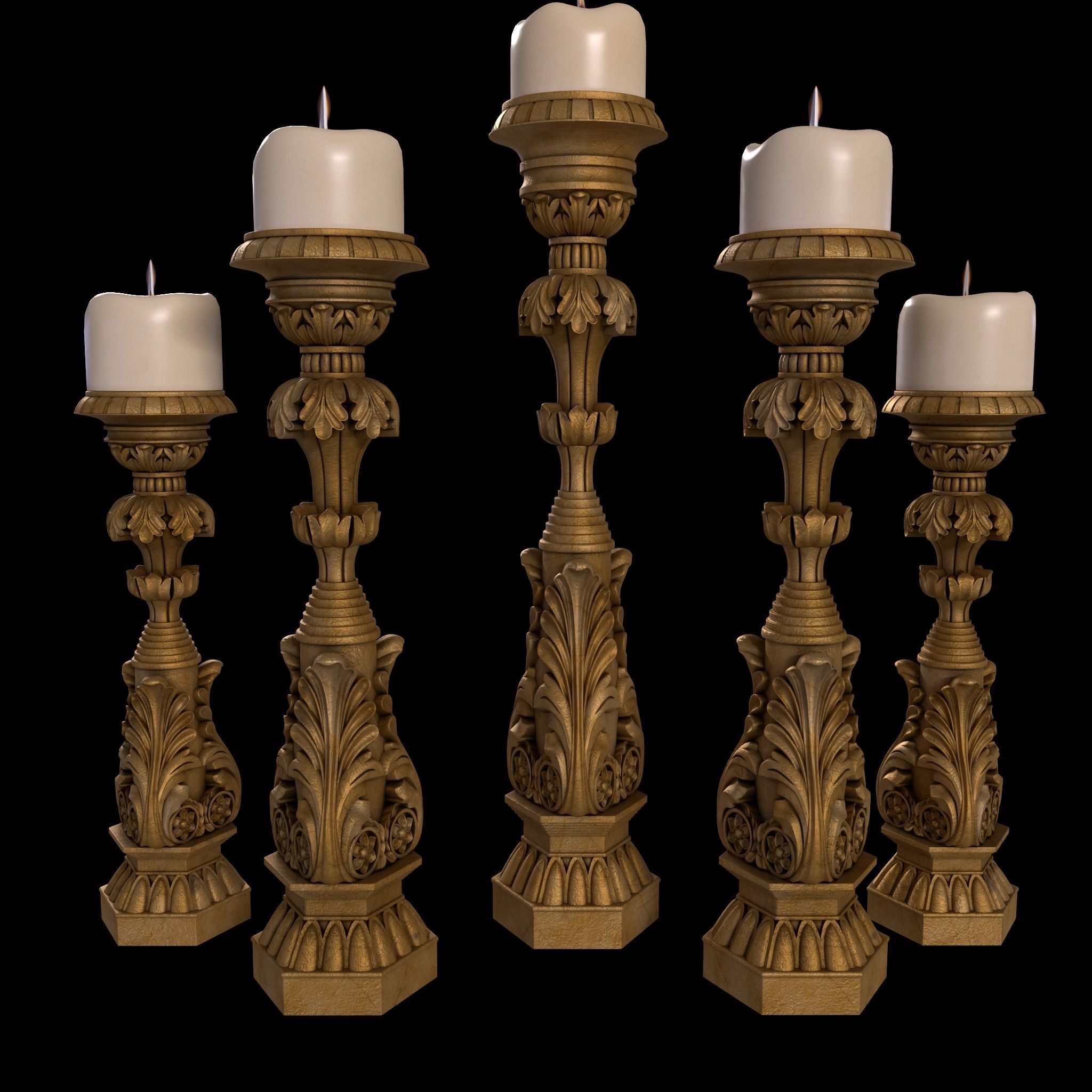 Candlestick for Render and CNC and 3D Print 3D model_6