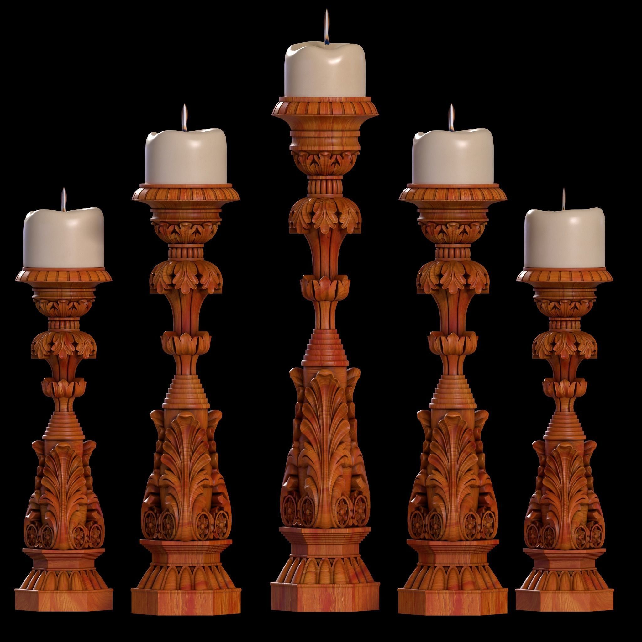 Candlestick for Render and CNC and 3D Print 3D model_3