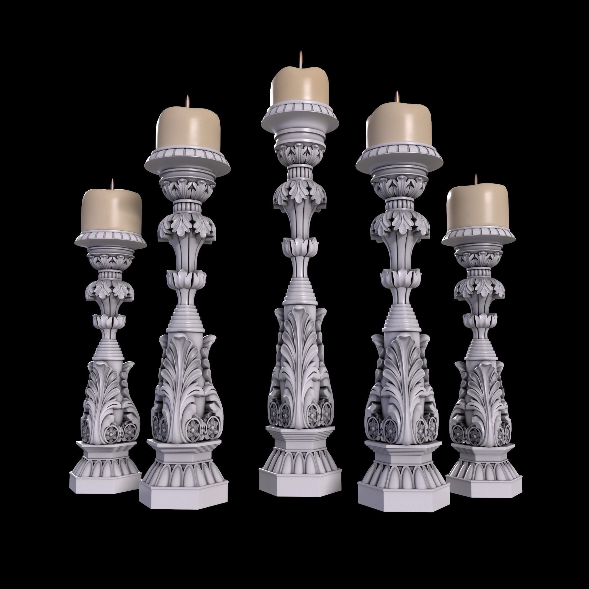 Candlestick for Render and CNC and 3D Print 3D model_4