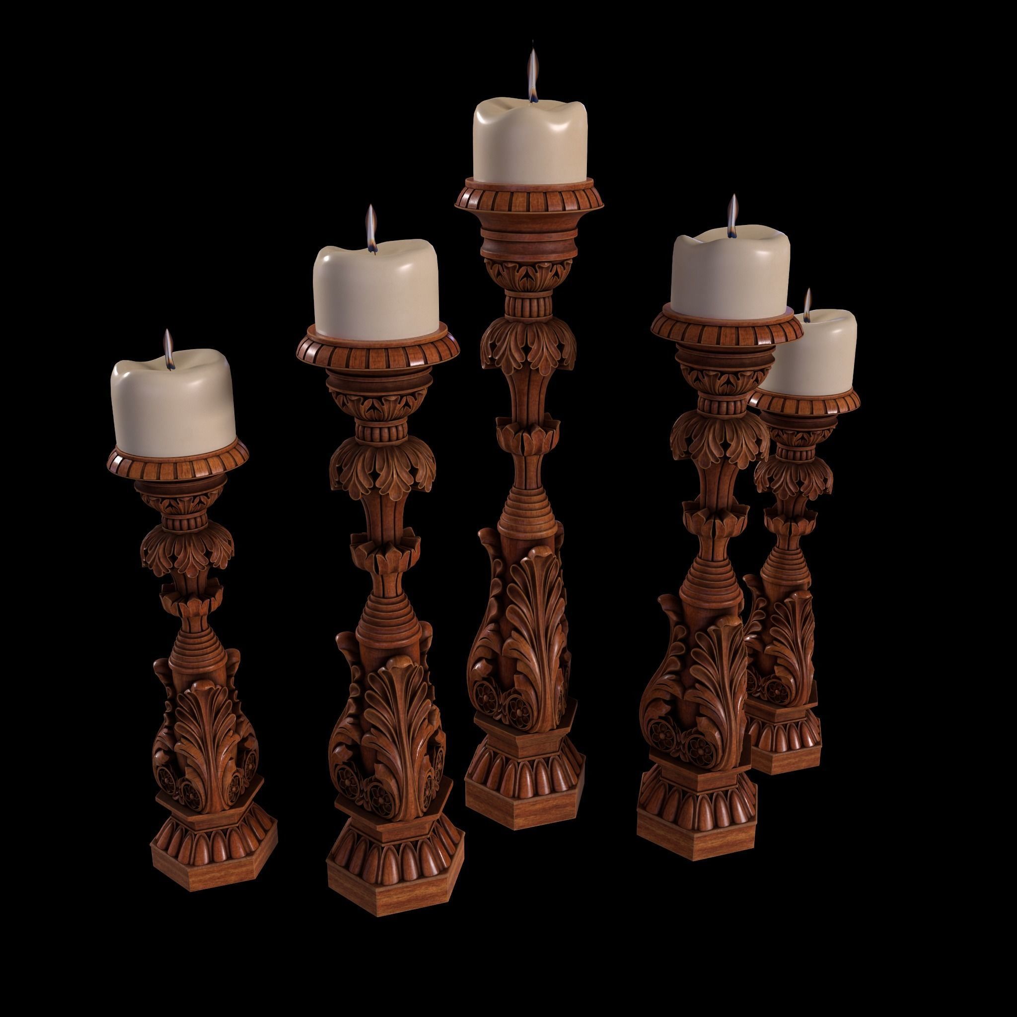Candlestick for Render and CNC and 3D Print 3D model_1