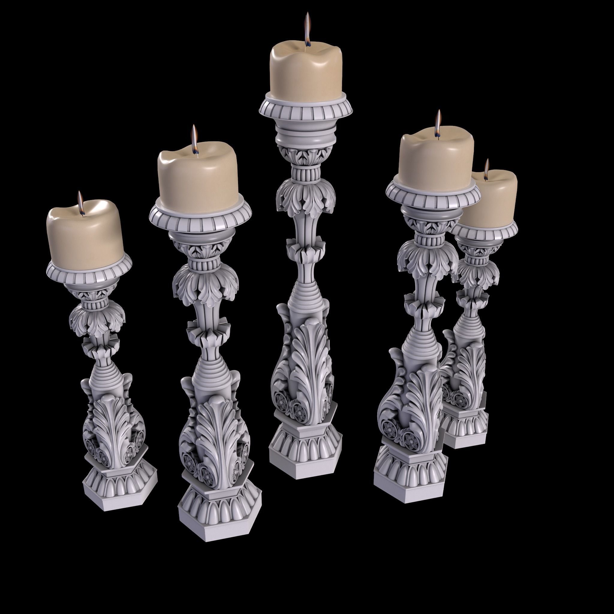 Candlestick for Render and CNC and 3D Print 3D model_5