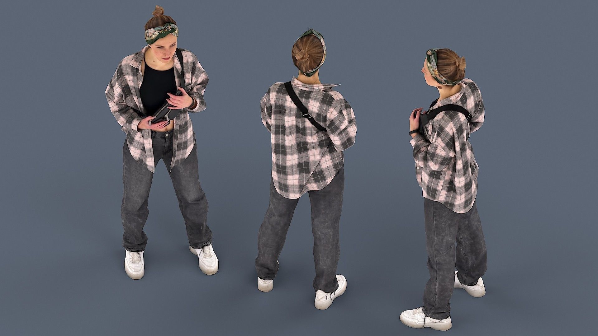 Girl in Plaid Shirt 3D model_5