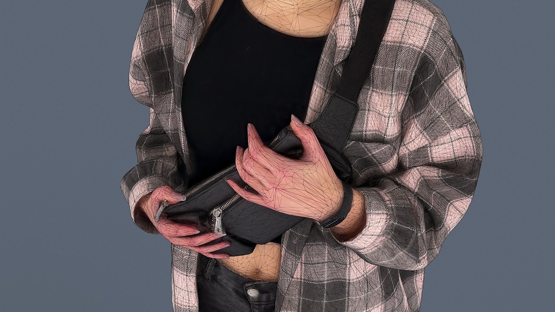 Girl in Plaid Shirt 3D model_10