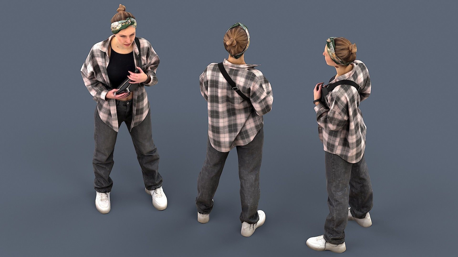 Girl in Plaid Shirt 3D model_4