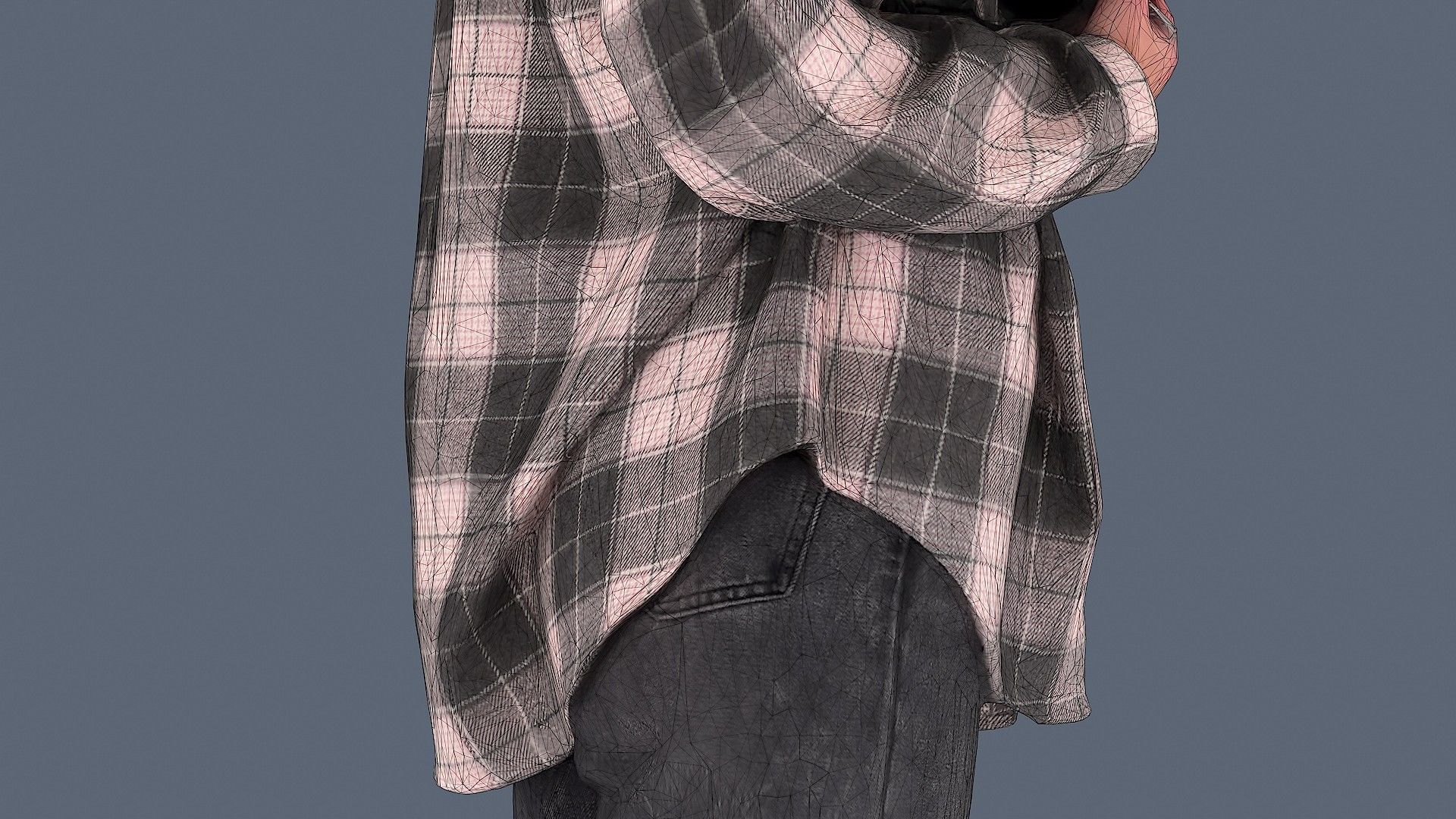 Girl in Plaid Shirt 3D model_12