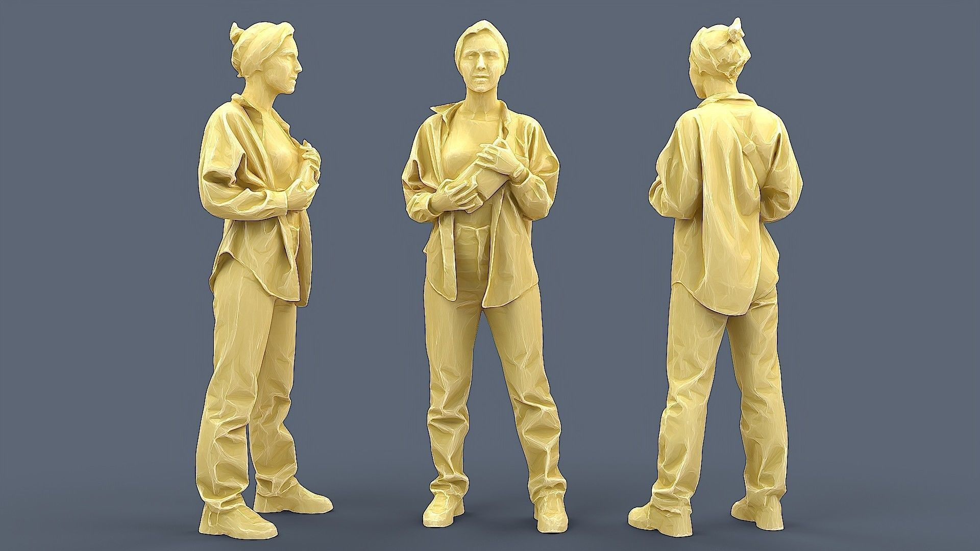 Girl in Plaid Shirt 3D model_2