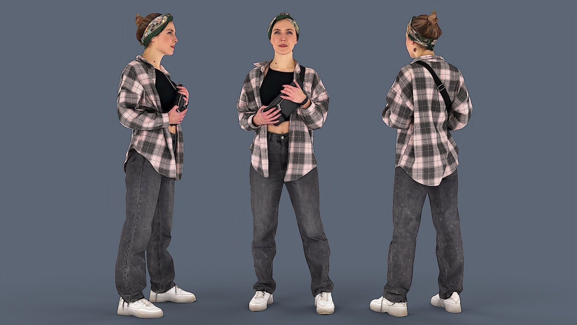 Girl in Plaid Shirt 3D model_1