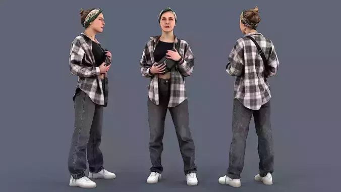 Girl in Plaid Shirt 3D model