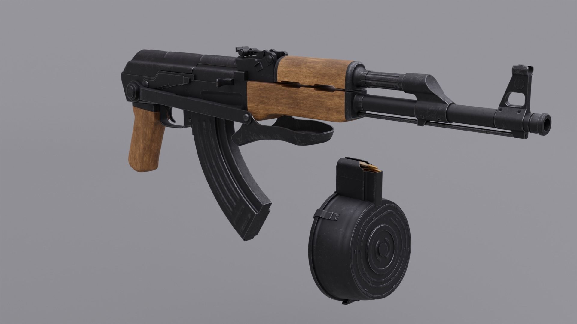 AK 47 Assault Rifle  Free 3D model_2