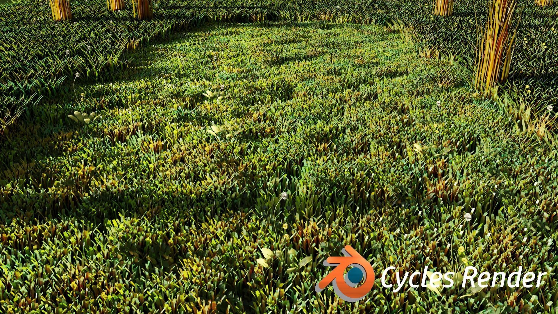 Grass Pack with geometry nodes Low-poly 3D model_3