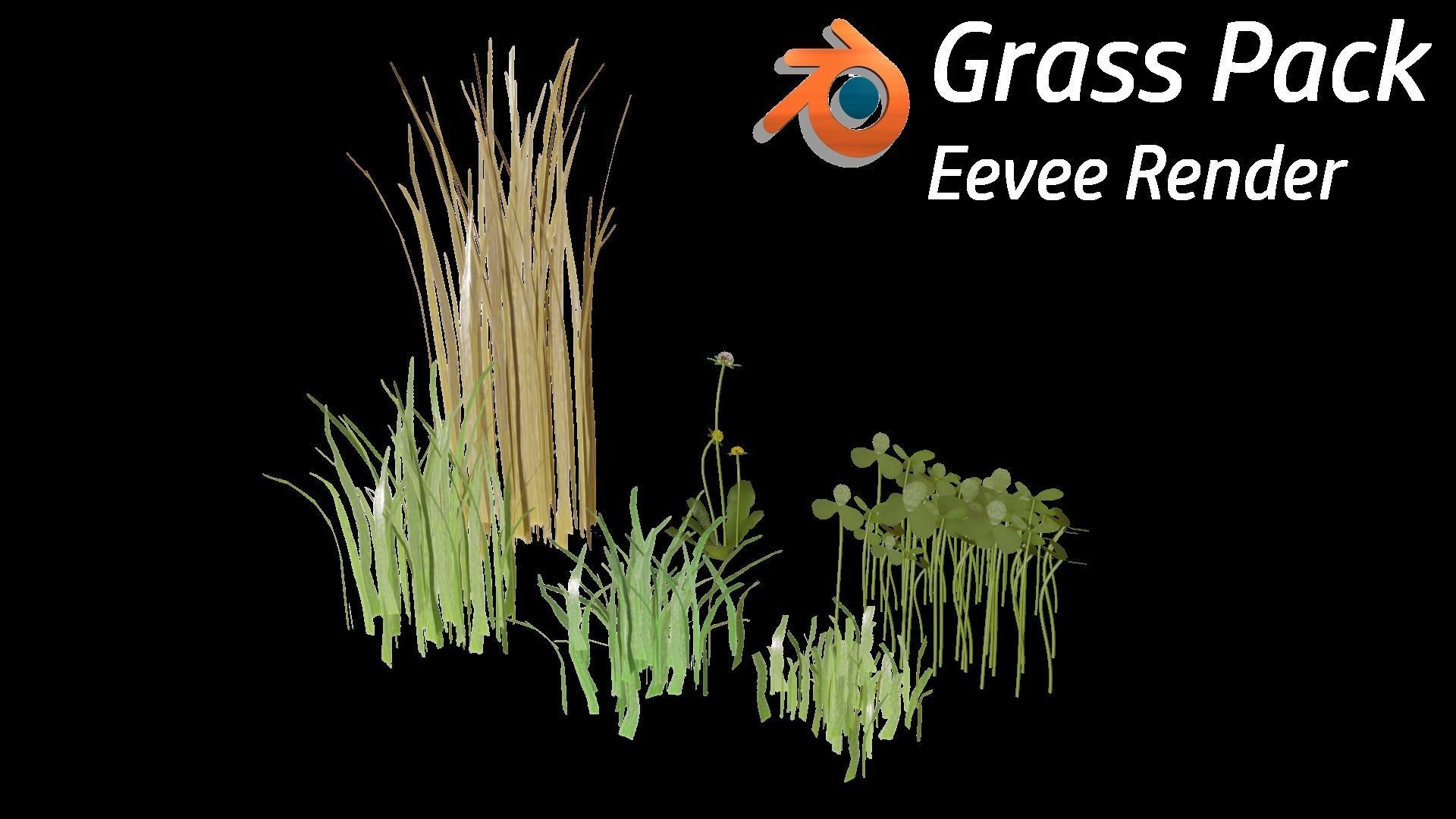 Grass Pack with geometry nodes Low-poly 3D model_1