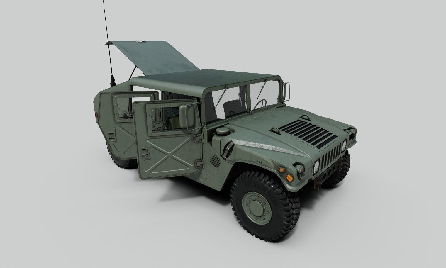 HUMVEE US Army Low-poly 3D model_3