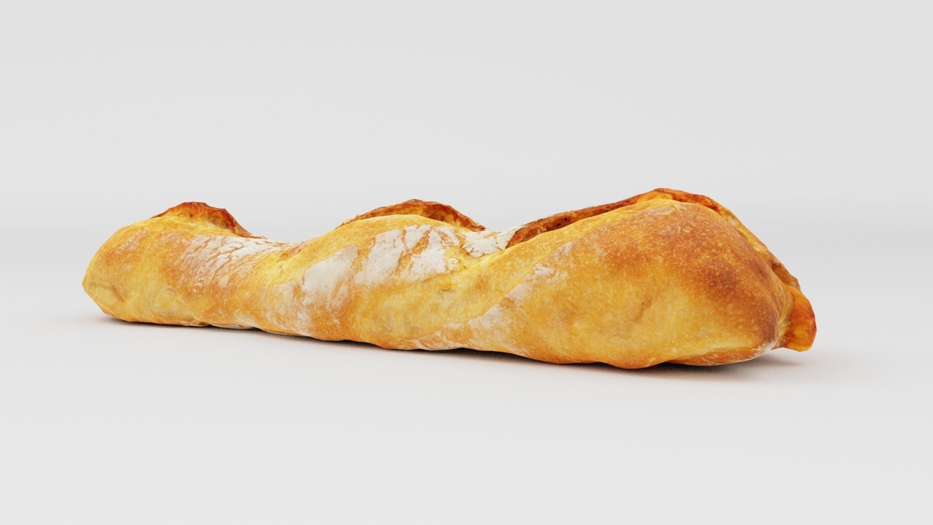 Baguette or French bread with cheese 3D model_1