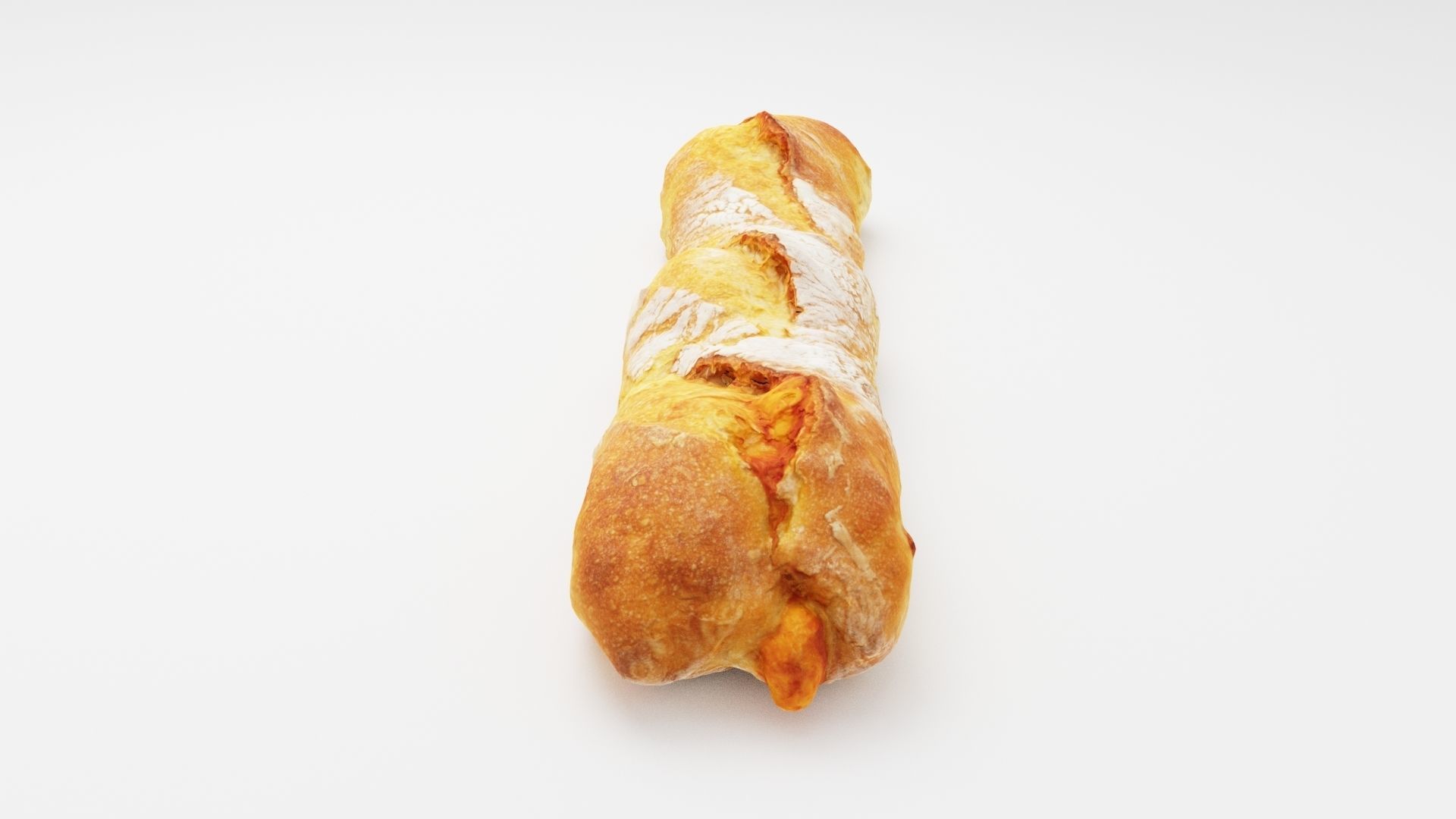 Baguette or French bread with cheese 3D model_2