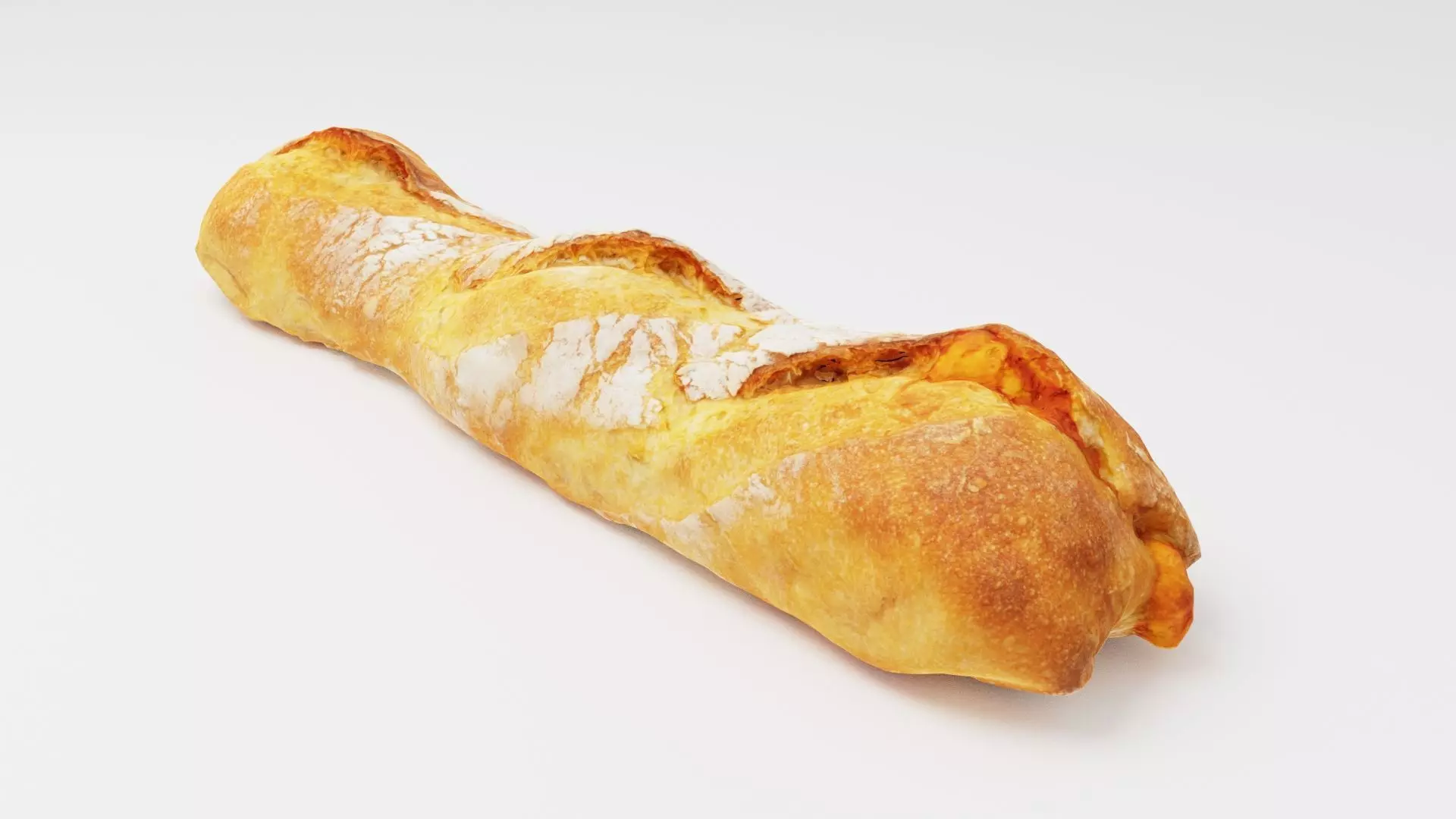 Baguette or French bread with cheese 3D model_0