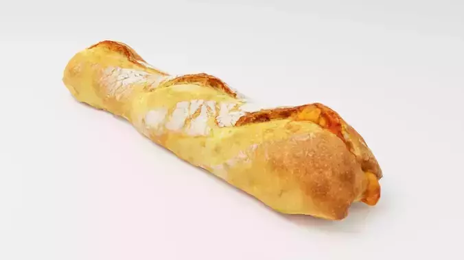 Baguette or French bread with cheese