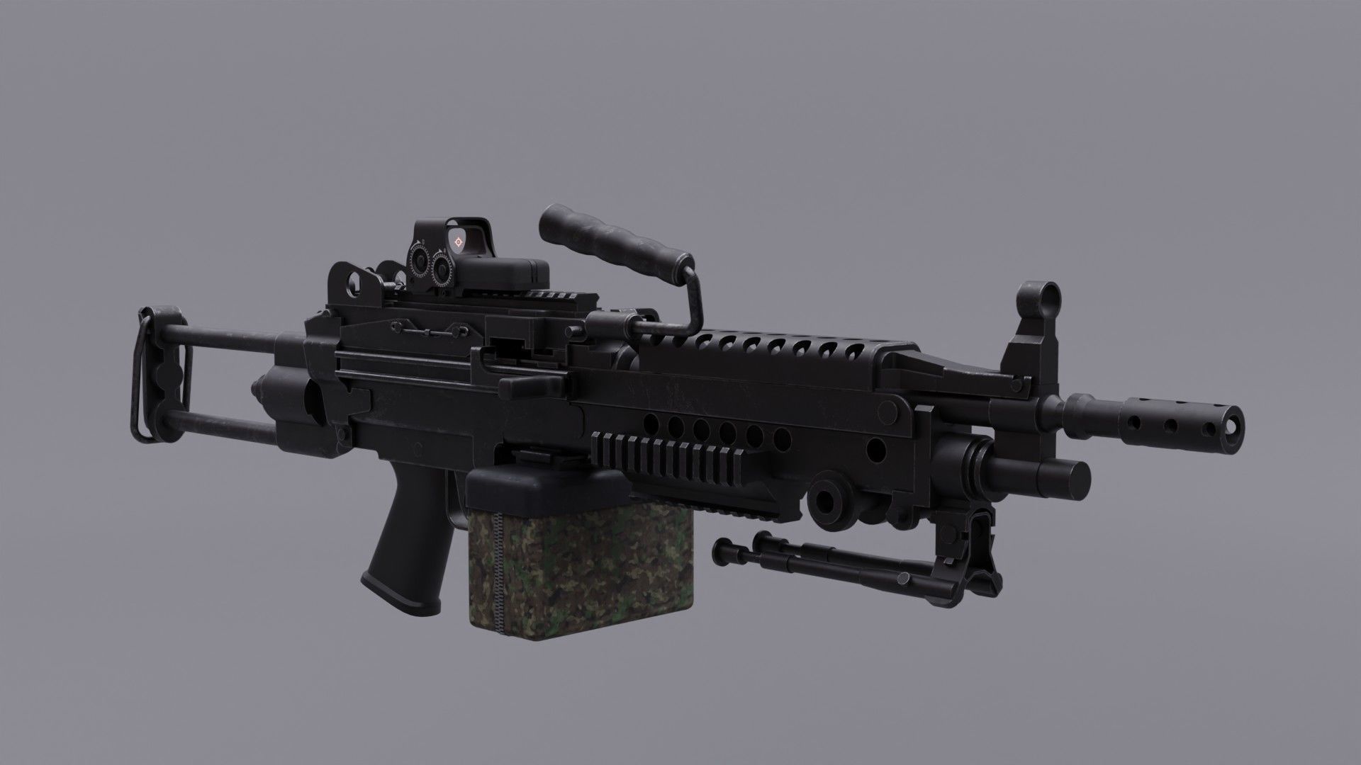 FN MINI M249 Light Machine Gun 3D model_7