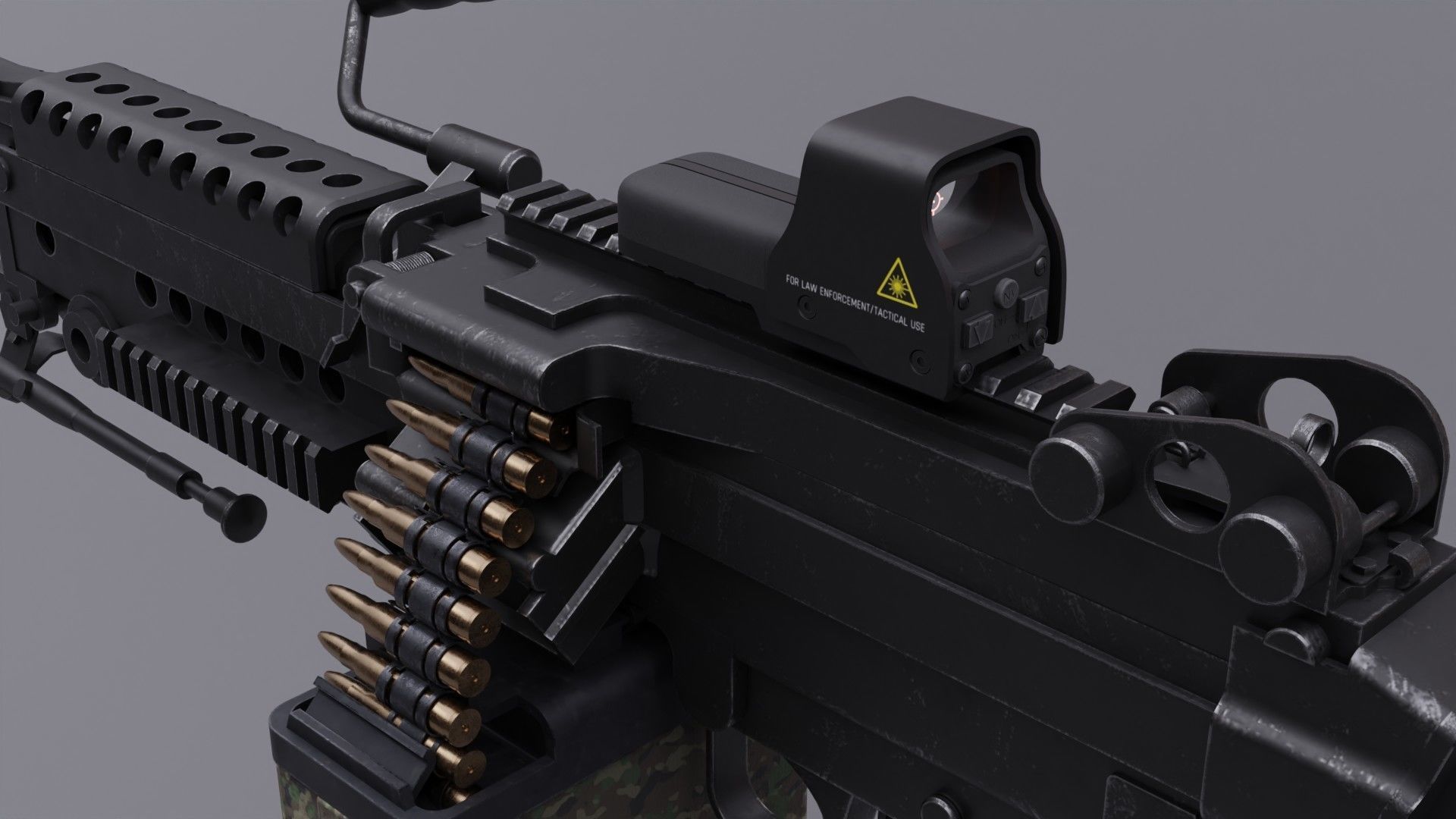 FN MINI M249 Light Machine Gun 3D model_2