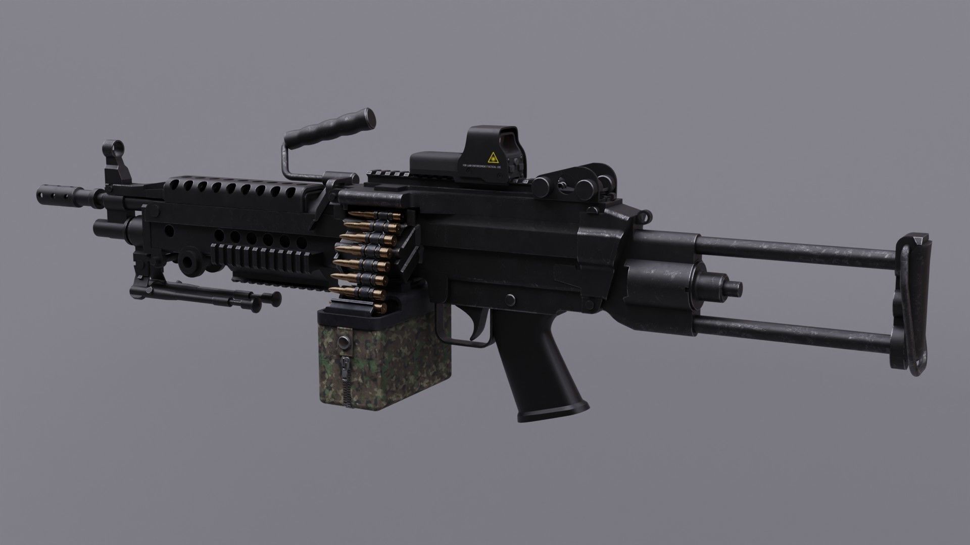 FN MINI M249 Light Machine Gun 3D model_3