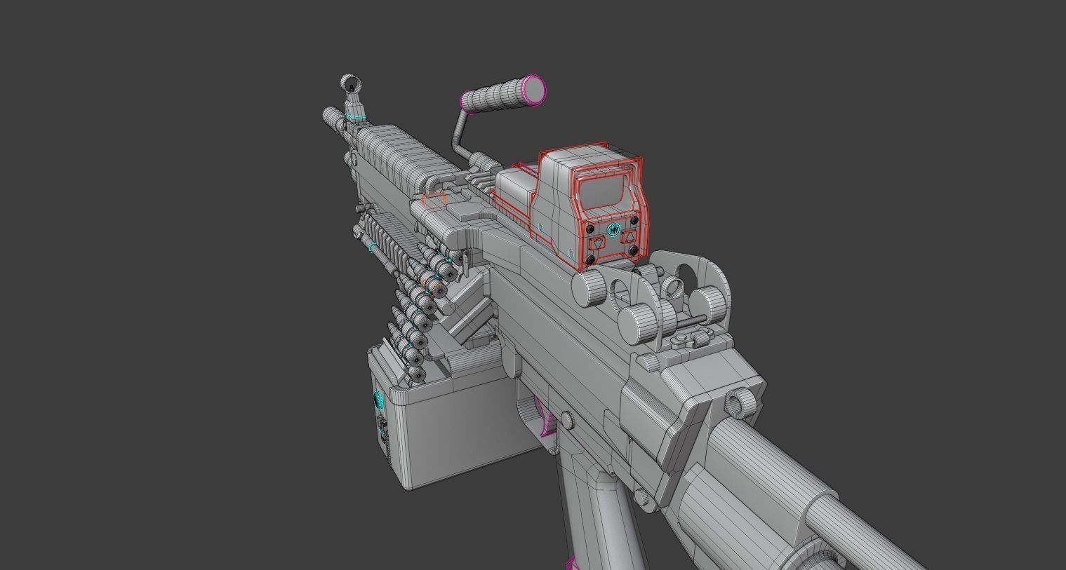 FN MINI M249 Light Machine Gun 3D model_10