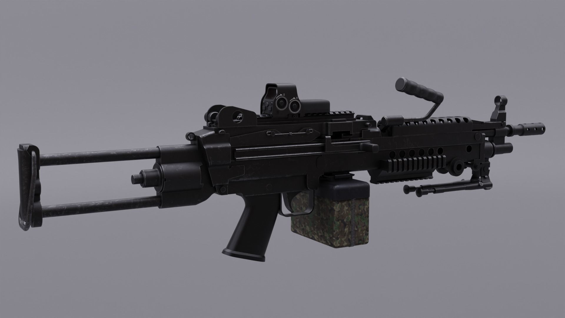 FN MINI M249 Light Machine Gun 3D model_8