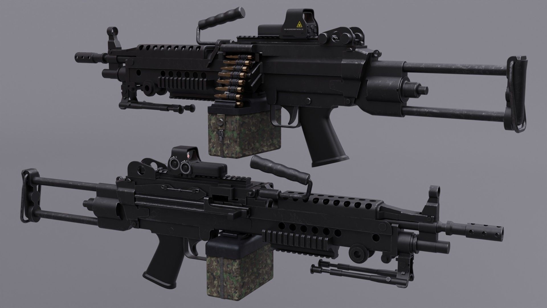 FN MINI M249 Light Machine Gun 3D model_5