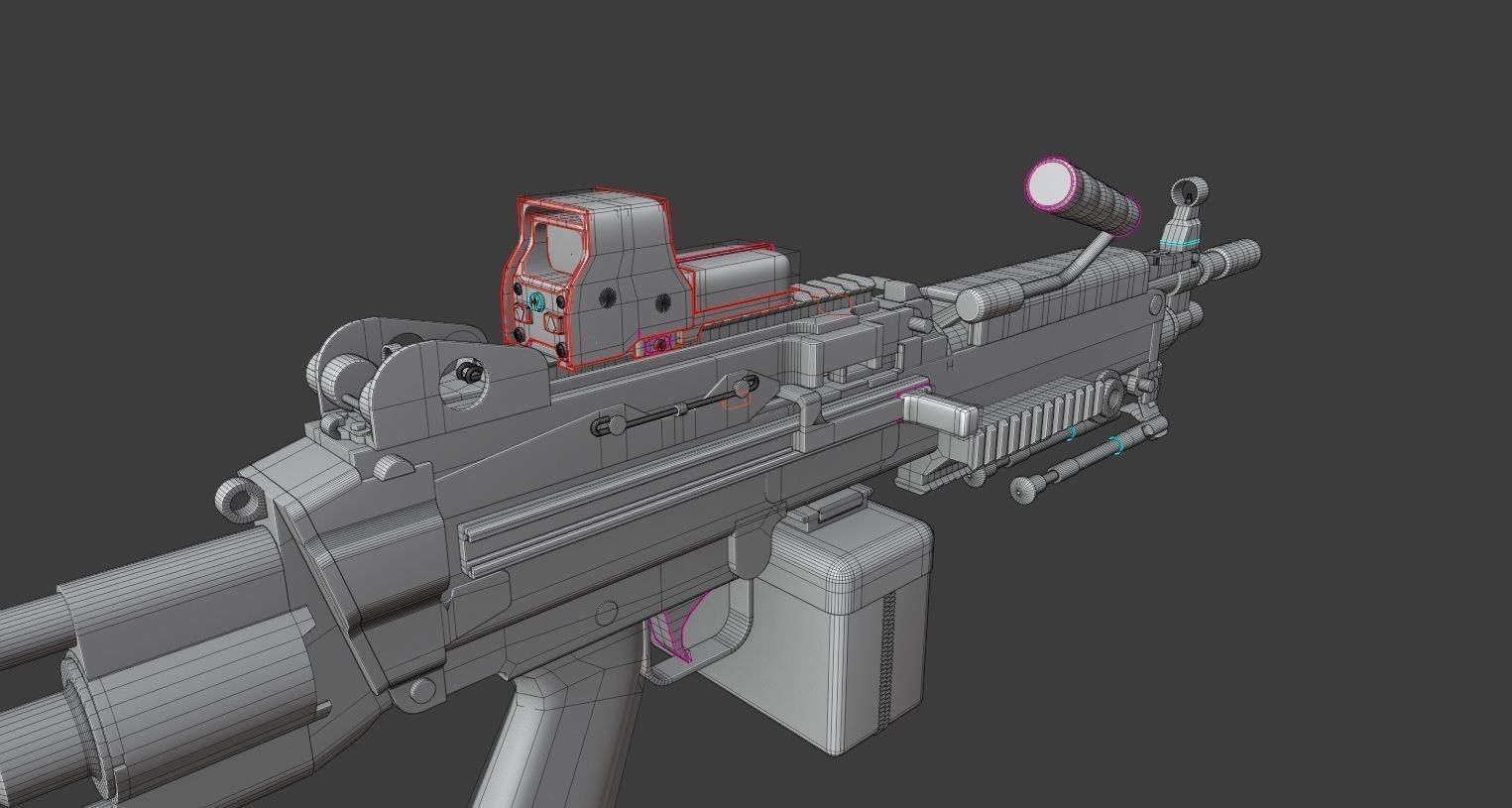 FN MINI M249 Light Machine Gun 3D model_11