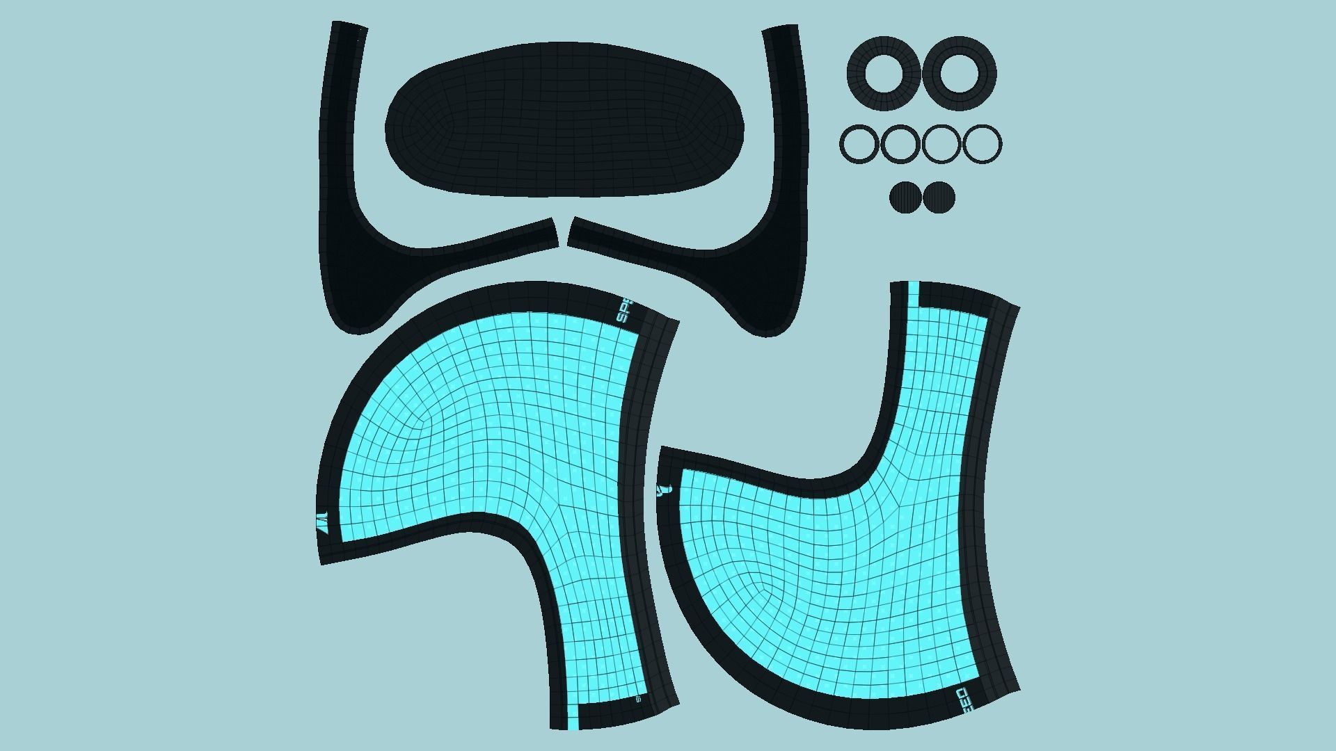 Cartoon Helmet Kart A10 Light Blue - Character Design Low-poly 3D model_5