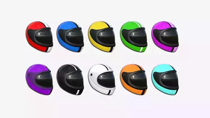 10 Cartoon Helmets Kart A - Character Design 3D Model Collection