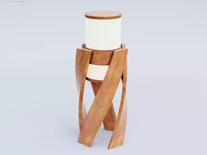Wooden Spiral Lamp model 4 Low-poly 3D model