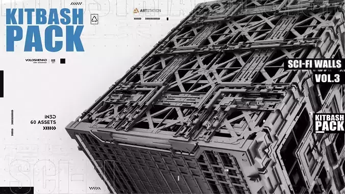 Sci-Fi walls Pack Vol 3 3D model