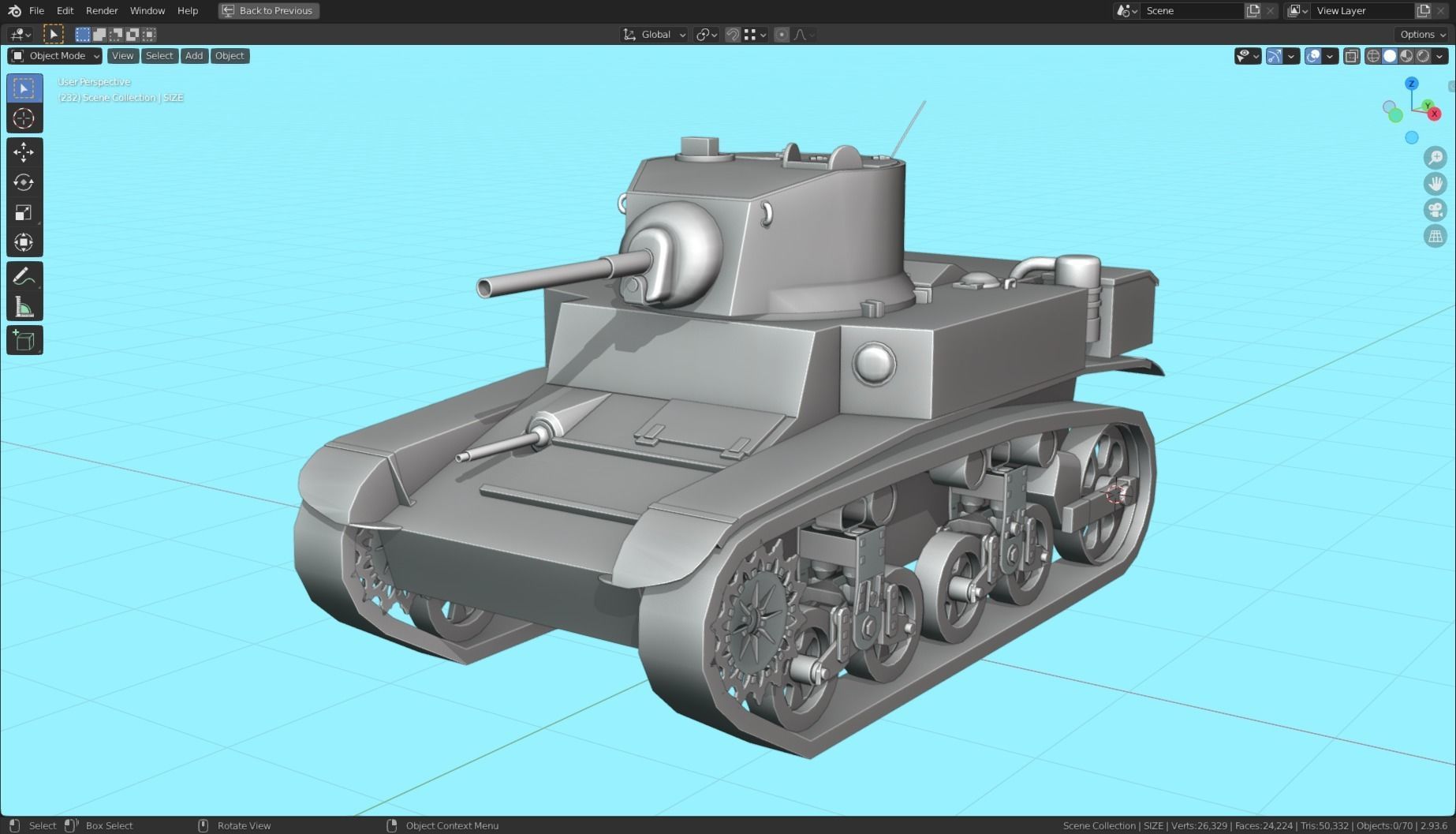 M3 Stuart Tank Base Mesh Low-poly 3D model_2