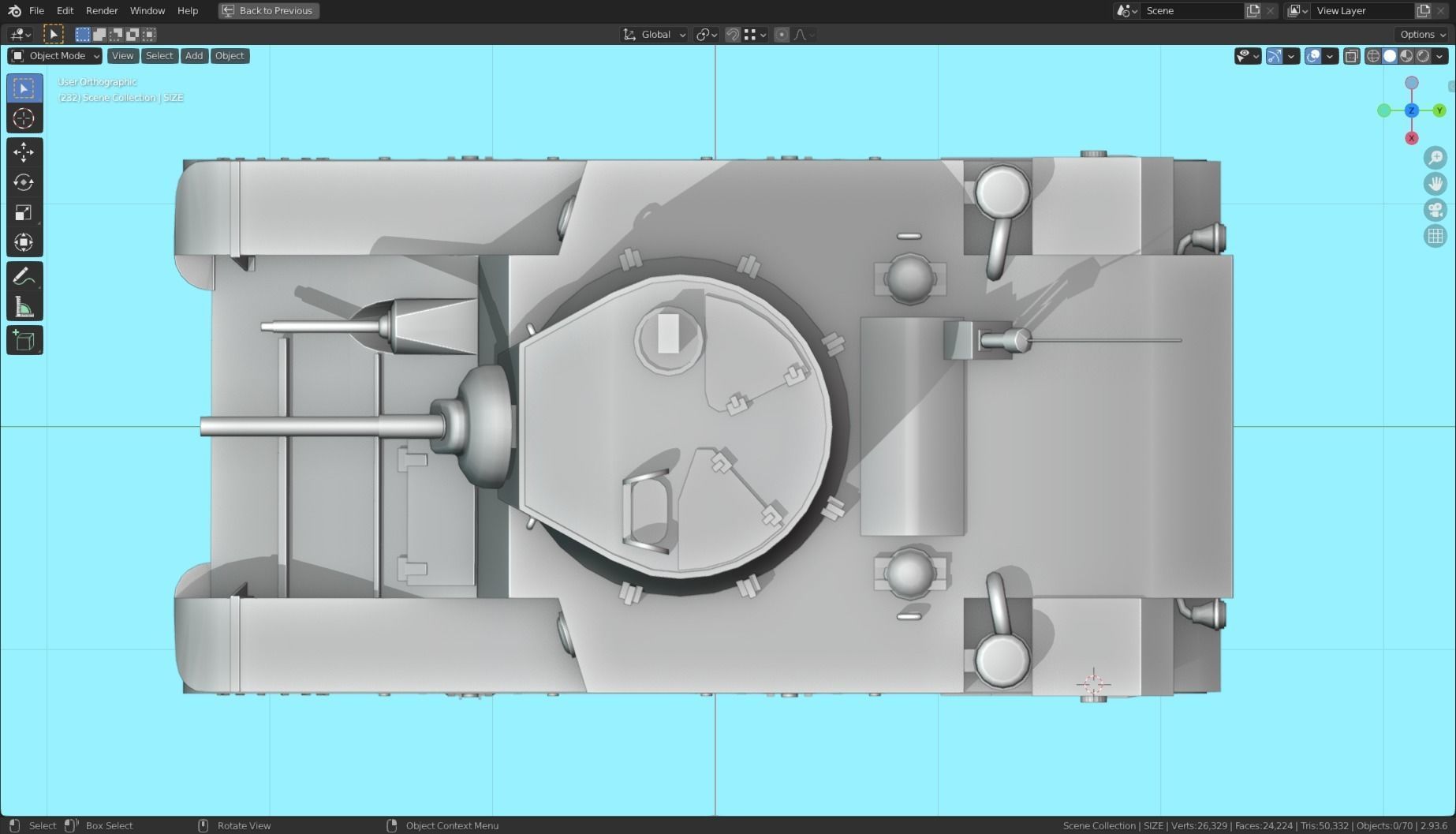 M3 Stuart Tank Base Mesh Low-poly 3D model_7