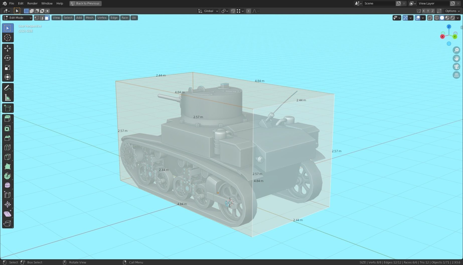 M3 Stuart Tank Base Mesh Low-poly 3D model_19
