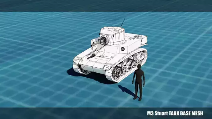 M3 Stuart Tank Base Mesh Low-poly 3D model