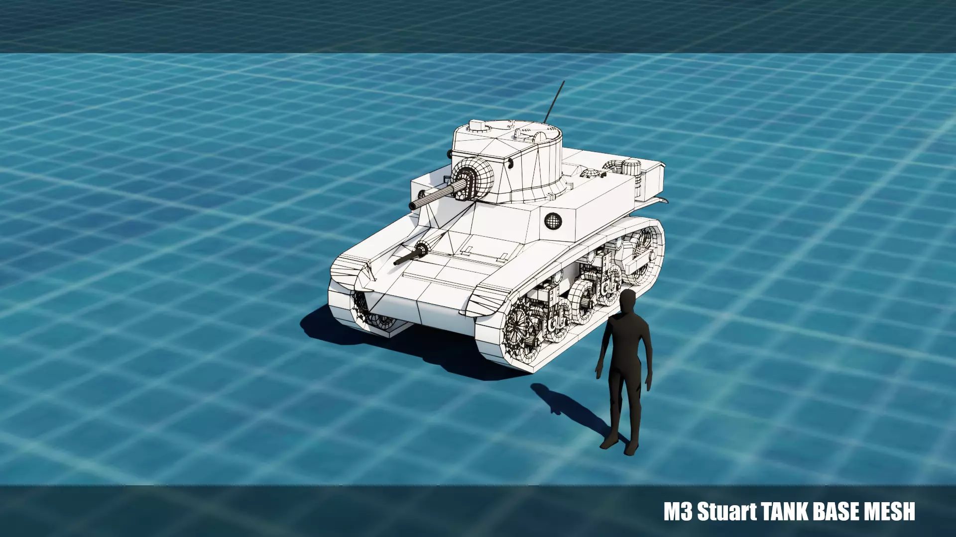 M3 Stuart Tank Base Mesh Low-poly 3D model_0