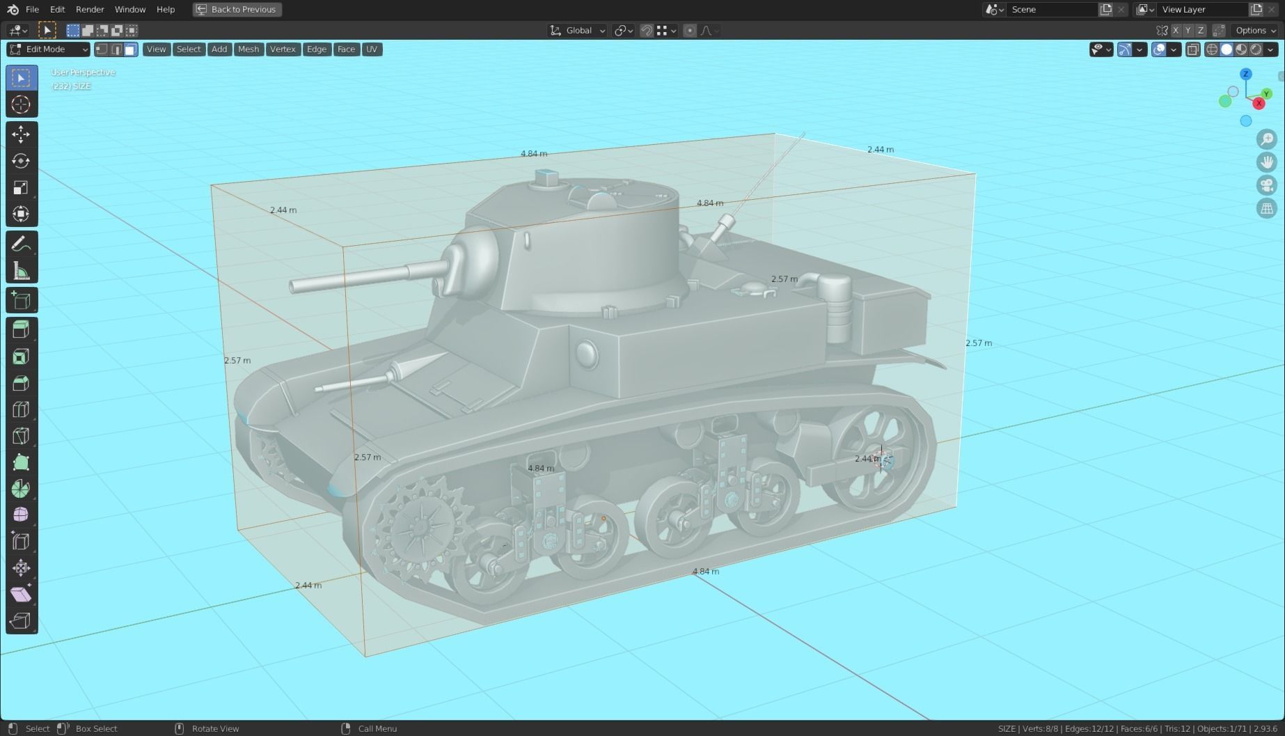 M3 Stuart Tank Base Mesh Low-poly 3D model_17