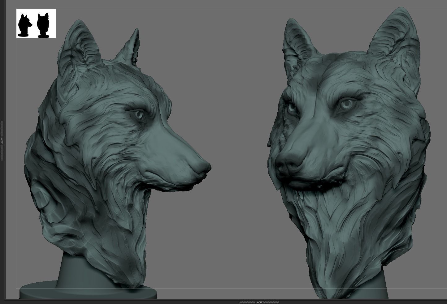 Wolf Bust 3D print model_5