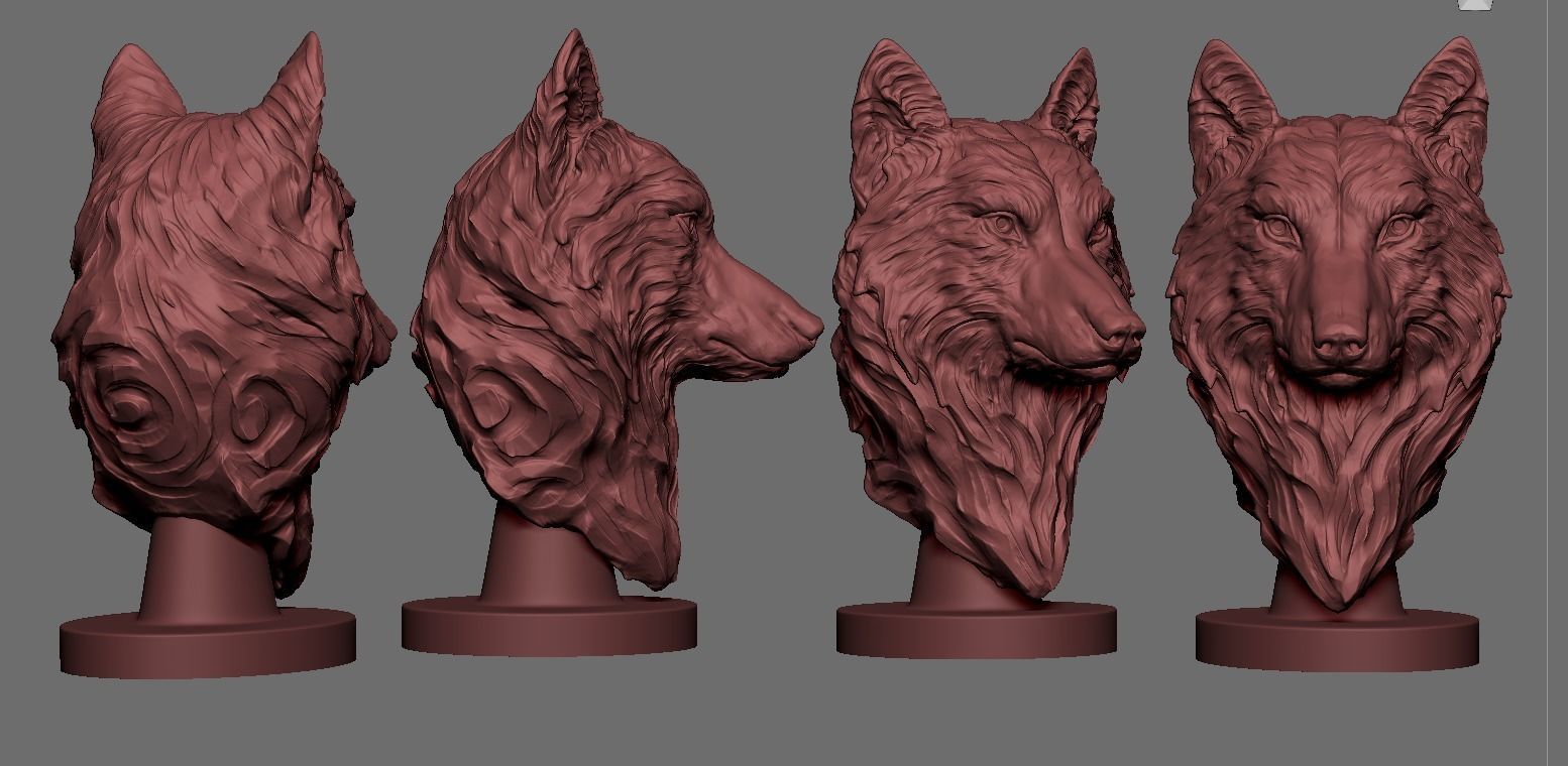Wolf Bust 3D print model_2